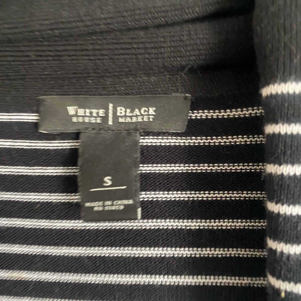 White House Black Market Black/White/Tan Striped Open Cardigan. Size Small - Picture 8 of 8
